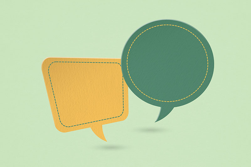 Referenzen und Feedback zu unserer Physiotherapiepraxis - Bild mit Sprechblasen